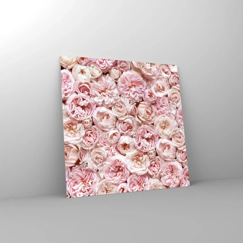 Quadro em vidro - Uma cama de rosas - 30x30 cm