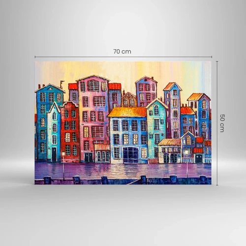 Quadro em vidro - Uma cidade como de um conto de fadas - 70x50 cm