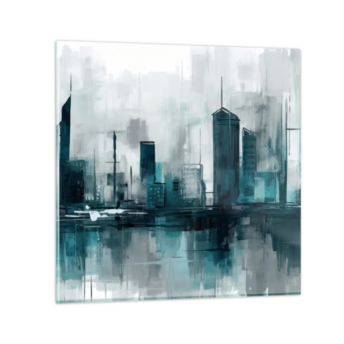 Quadro em vidro - Uma cidade da cor da chuva - 30x30 cm