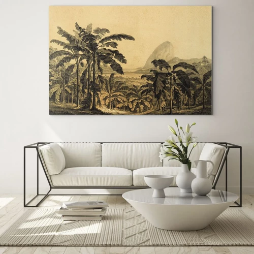 Quadro em vidro - num clima colonial - 70x50 cm