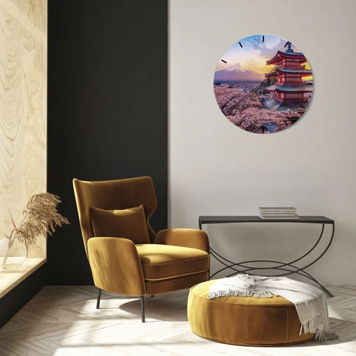 Relógio de parede - Relógio em vidro - A essência do espírito japonês - 30x30 cm