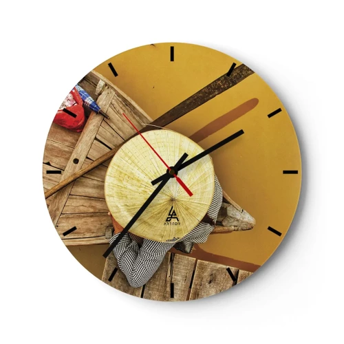 Relógio de parede - Relógio em vidro - A vida no rio amarelo - 30x30 cm
