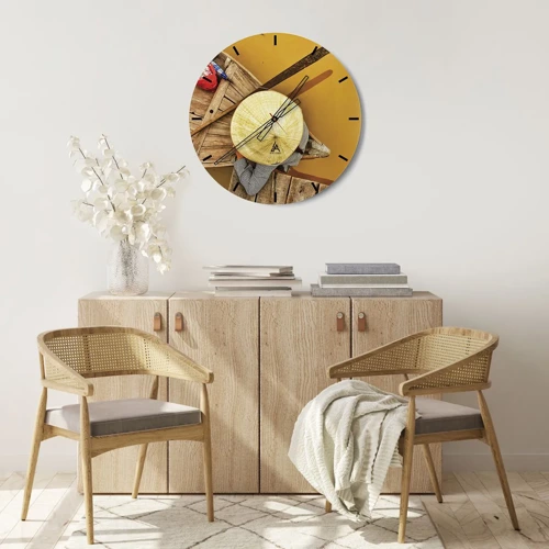 Relógio de parede - Relógio em vidro - A vida no rio amarelo - 30x30 cm