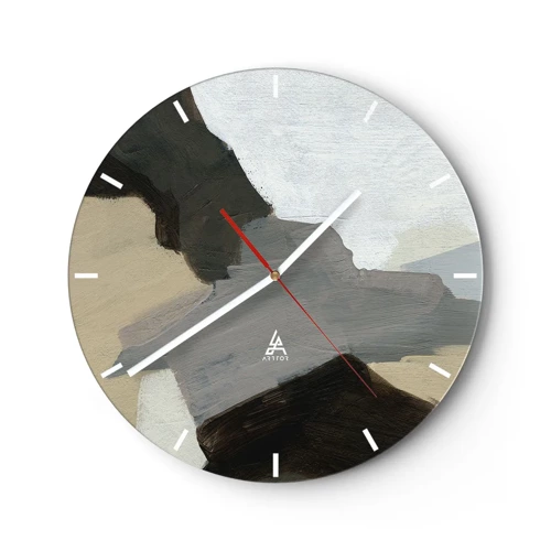 Relógio de parede - Relógio em vidro - Abstração: a encruzilhada do cinza - 30x30 cm