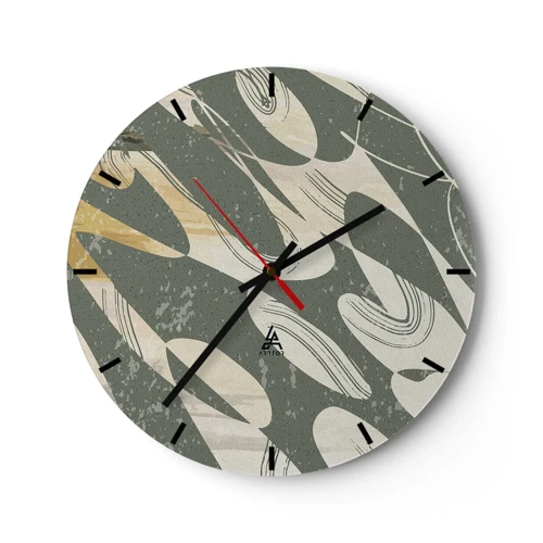 Relógio de parede - Relógio em vidro - Abstração rítmica - 30x30 cm