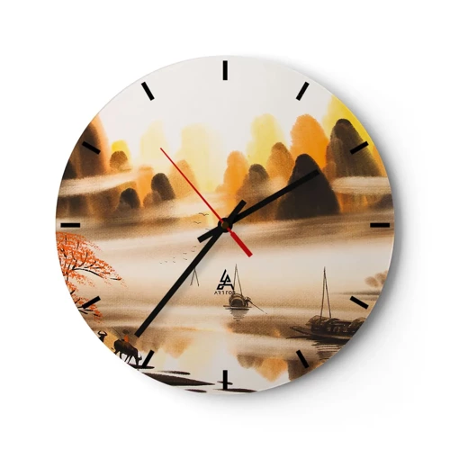 Relógio de parede - Relógio em vidro - Além do Extremo Oriente - 30x30 cm