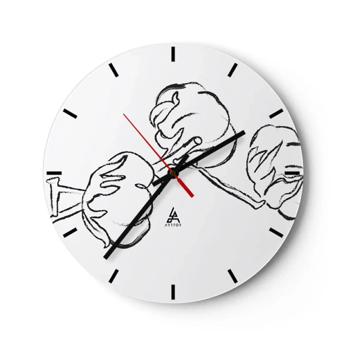 Relógio de parede - Relógio em vidro - Algodão para baixo - 30x30 cm