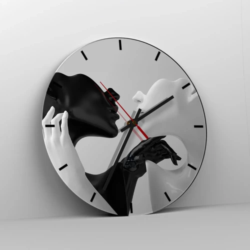 Relógio de parede - Relógio em vidro - Atração – desejo - 30x30 cm