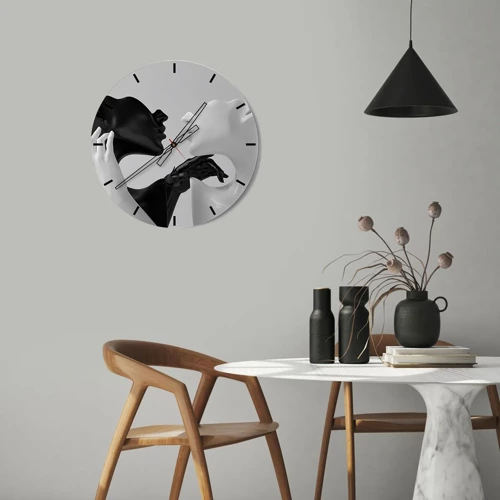 Relógio de parede - Relógio em vidro - Atração – desejo - 30x30 cm