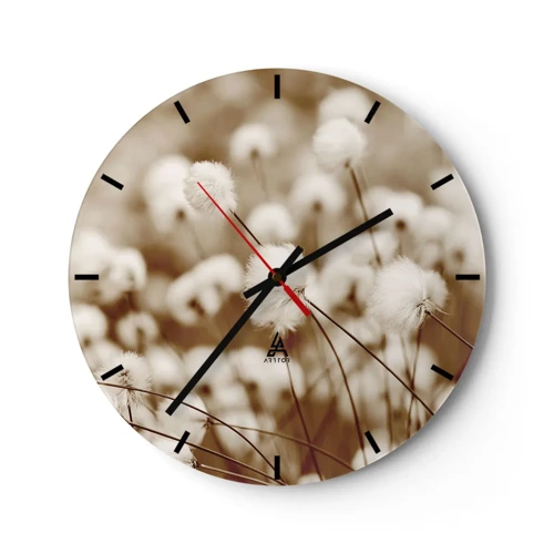Relógio de parede - Relógio em vidro - Campos felpudos - 30x30 cm