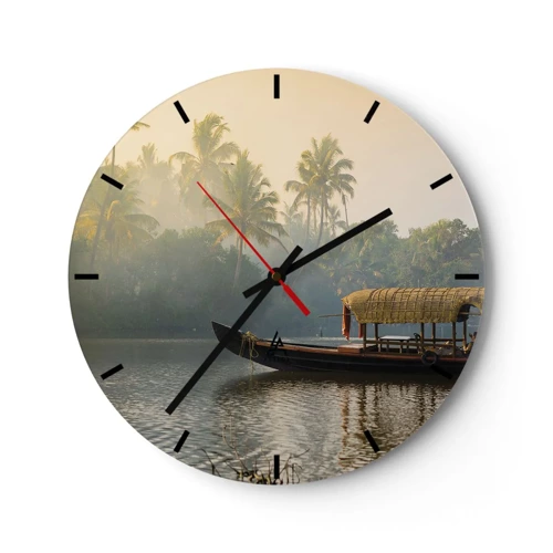 Relógio de parede - Relógio em vidro - Casa no rio - 30x30 cm