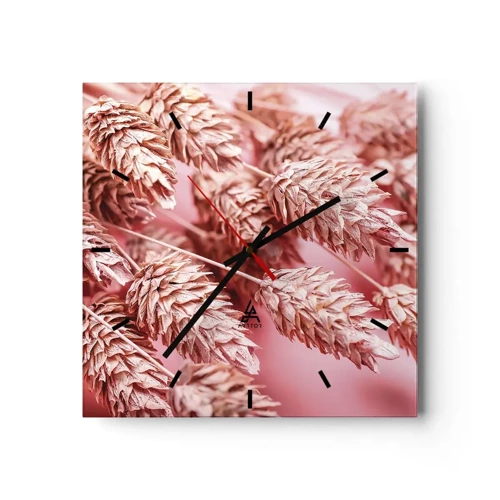 Relógio de parede - Relógio em vidro - Cascata floral em rosa - 30x30 cm