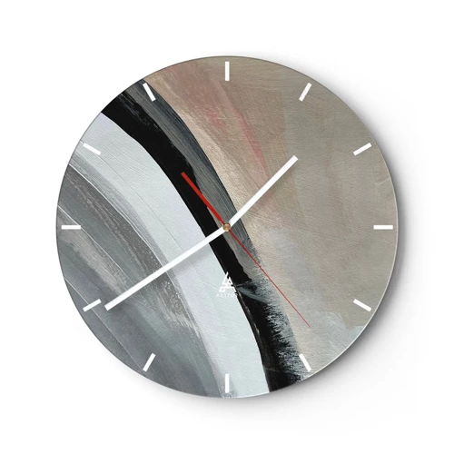 Relógio de parede - Relógio em vidro - Composição: arco preto e cinza - 30x30 cm