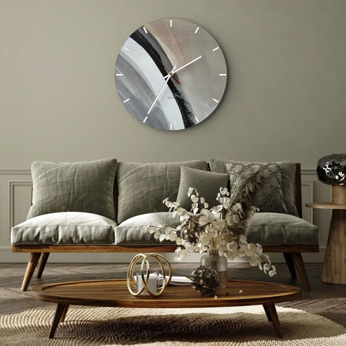 Relógio de parede - Relógio em vidro - Composição: arco preto e cinza - 30x30 cm