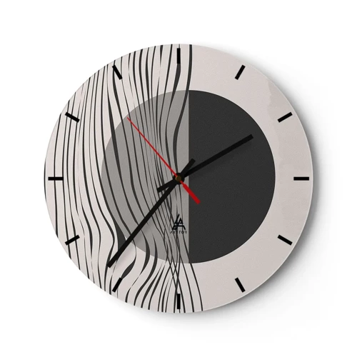 Relógio de parede - Relógio em vidro - Composição da metade - 30x30 cm