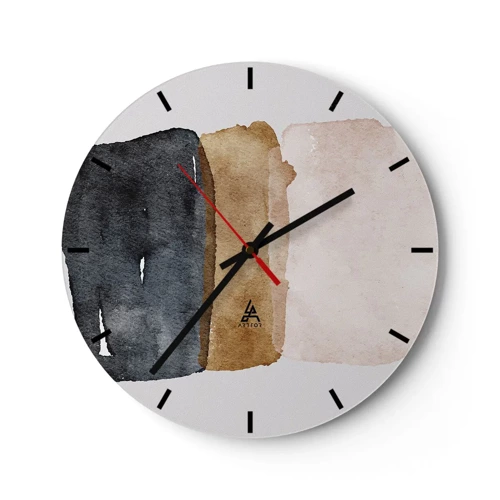 Relógio de parede - Relógio em vidro - Composição das cores da terra - 30x30 cm
