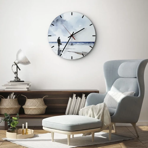 Relógio de parede - Relógio em vidro - Conversa com o mar - 30x30 cm