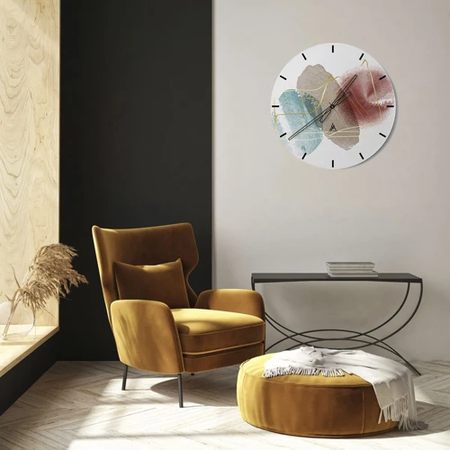 Relógio de parede - Relógio em vidro - Corais espaciais - 30x30 cm