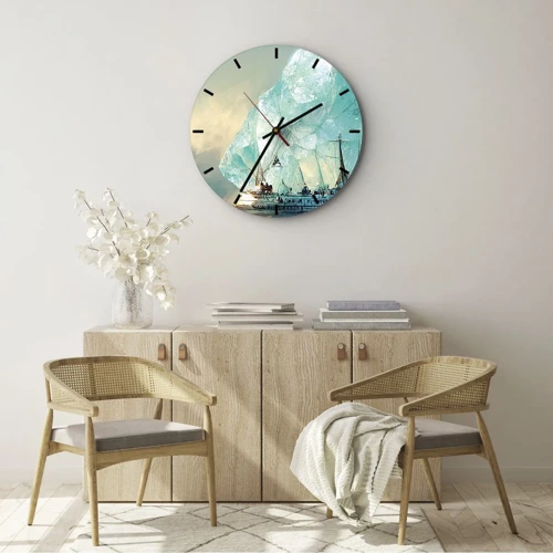 Relógio de parede - Relógio em vidro - Diamante Ártico - 30x30 cm