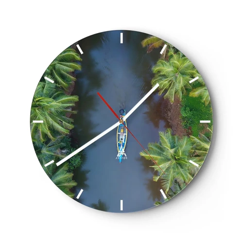 Relógio de parede - Relógio em vidro - Em uma trilha tropical - 30x30 cm