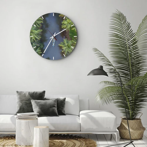 Relógio de parede - Relógio em vidro - Em uma trilha tropical - 30x30 cm