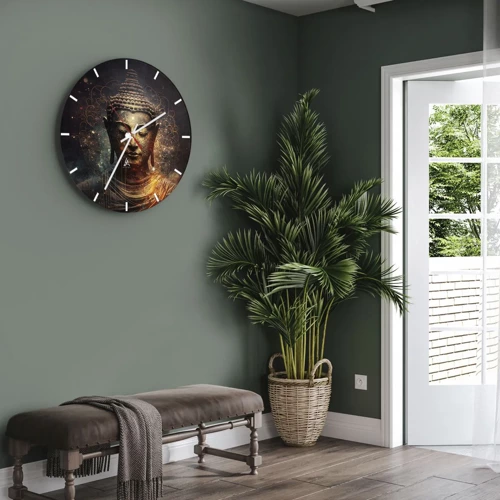 Relógio de parede - Relógio em vidro - Equilíbrio espiritual - 30x30 cm
