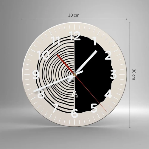 Relógio de parede - Relógio em vidro - Meio a meio - 30x30 cm