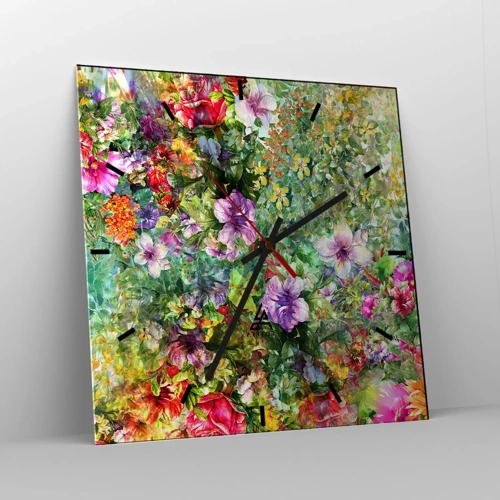 Relógio de parede - Relógio em vidro - Nas flores para a perdição - 40x40 cm