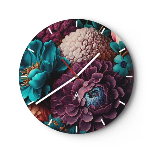 Relógio de parede - Relógio em vidro - Natureza em abundância - 30x30 cm