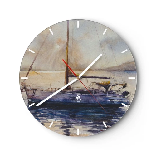 Relógio de parede - Relógio em vidro - Noite na baía - 30x30 cm