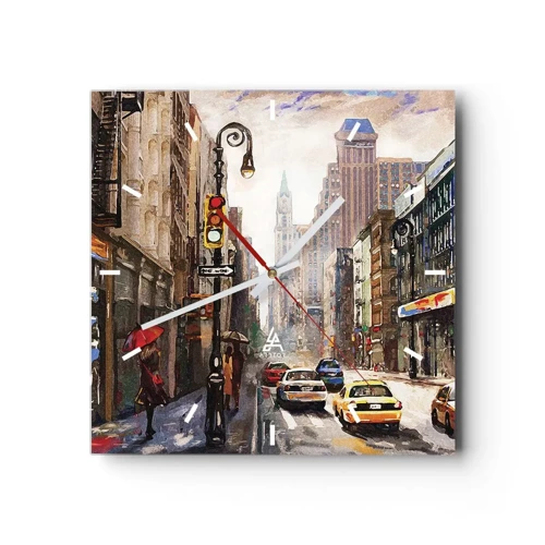 Relógio de parede - Relógio em vidro - Nova York – colorida também na chuva  - 30x30 cm