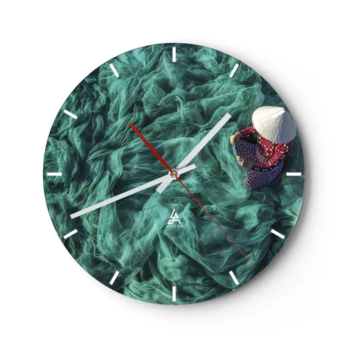 Relógio de parede - Relógio em vidro - Num mar de redes - 30x30 cm