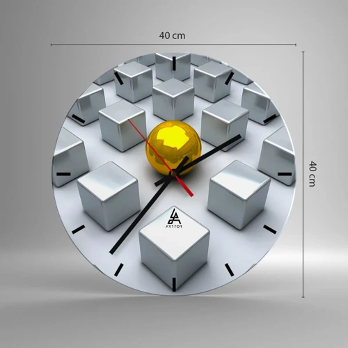 Relógio de parede - Relógio em vidro - Por que eu? Obras de arte geométricas - 40x40 cm