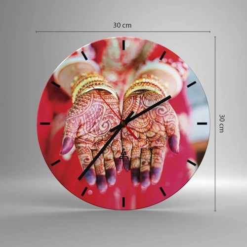 Relógio de parede - Relógio em vidro - Pronto para alcançar a felicidade - 30x30 cm