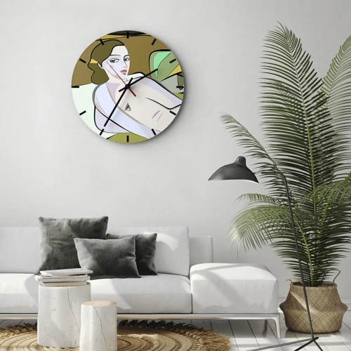 Relógio de parede - Relógio em vidro - Retrato íntimo - 30x30 cm