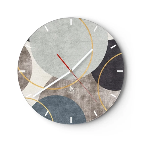 Relógio de parede - Relógio em vidro - Roda por roda - 30x30 cm