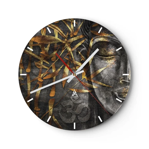 Relógio de parede - Relógio em vidro - Sinta a paz - 30x30 cm