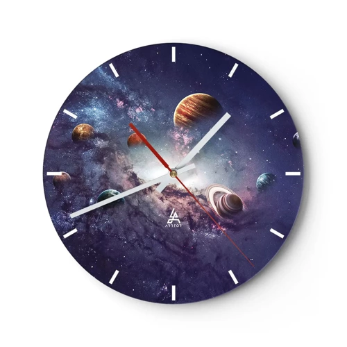 Relógio de parede - Relógio em vidro - Sistema da dança solar  - 30x30 cm