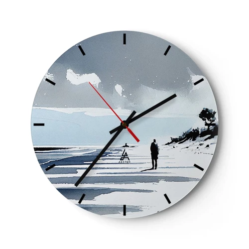 Relógio de parede - Relógio em vidro - Sozinho - 30x30 cm