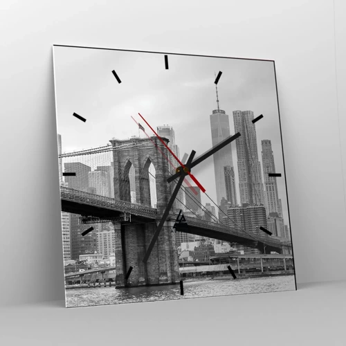 Relógio de parede - Relógio em vidro - Vibrações de Nova York - 30x30 cm