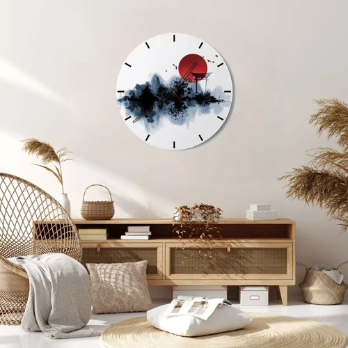 Relógio de parede - Relógio em vidro - Vista japonesa - 30x30 cm