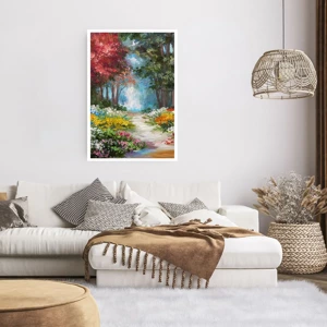 Pôster - Jardim florestal, floresta florida - 61x91 cm