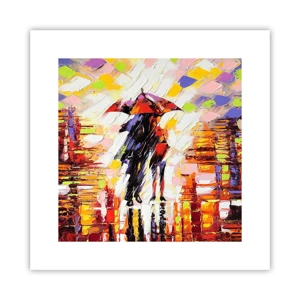 Pôster - Juntos durante a noite e a chuva - 30x30 cm