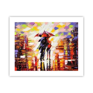 Pôster - Juntos durante a noite e a chuva - 50x40 cm