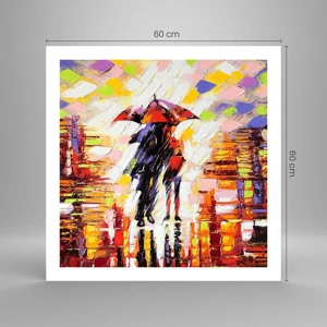 Pôster - Juntos durante a noite e a chuva - 60x60 cm