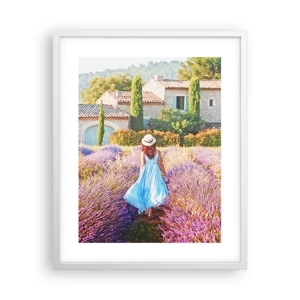 Pôster em moldura branca - Menina Lavanda - 40x50 cm