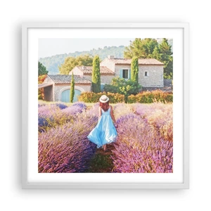 Pôster em moldura branca - Menina Lavanda - 50x50 cm