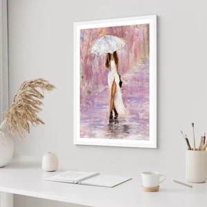 Pôster em moldura branca - Na chuva lilás - 50x70 cm