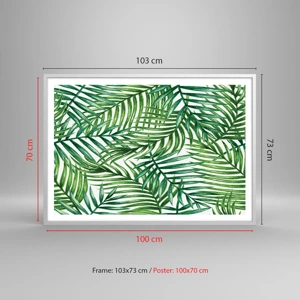 Pôster em moldura branca - Sob as folhas verdes - 100x70 cm