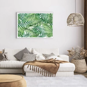 Pôster em moldura branca - Sob as folhas verdes - 100x70 cm